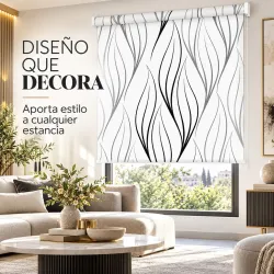 Estor Moderno Blanco y Negro a Medida | Líneas Minimalistas | Estores Iroa