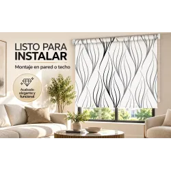 Estor Moderno Blanco y Negro a Medida | Líneas Minimalistas | Estores Iroa