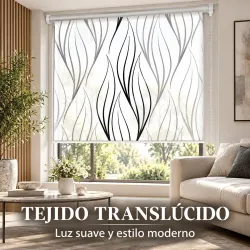Estor Moderno Blanco y Negro a Medida | Líneas Minimalistas | Estores Iroa