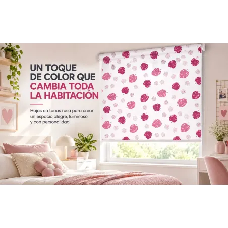 Estor Juvenil Rosa Hojas a Medida | Hojas 306 – Estores Iroa