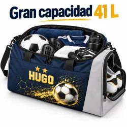 Pack Futbol Golden Goal Personalizado con Nombre – Bolsa Deportiva 41L + Neceser