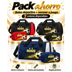 Pack Futbol Golden Goal Personalizado con Nombre – Bolsa Deportiva 41L + Neceser