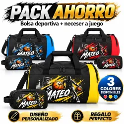 Pack Ahorro Bolsa Deportiva + Neceser Basket 004 Personalizados con Nombre