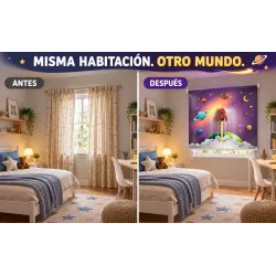 Estor Infantil Espacio con Cohete a Medida | Estores Iroa