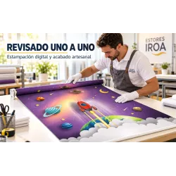 Estor Infantil Espacio con Cohete a Medida | Estores Iroa