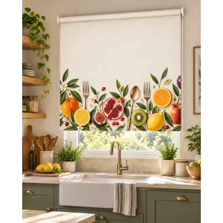 Estor para Cocina a Medida Frutas & Cubiertos Mediterráneo 08-26 | Estores Iroa