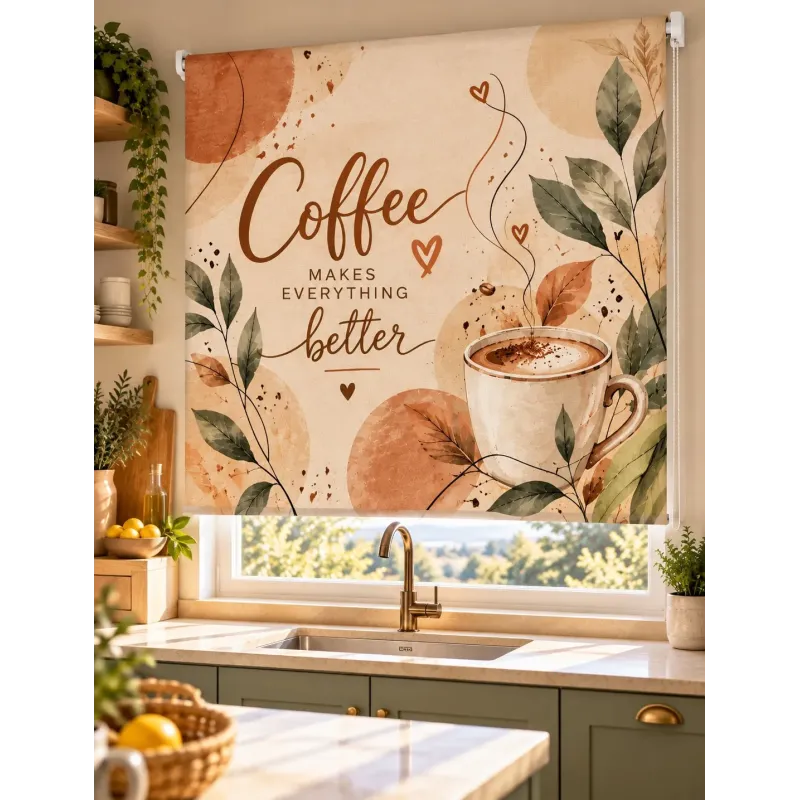 Estor Cocina Café Estampado a Medida | Estores Iroa
