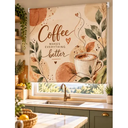Estor Cocina Café Estampado a Medida | Estores Iroa