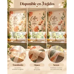 Estor Cocina Café Estampado a Medida | Estores Iroa
