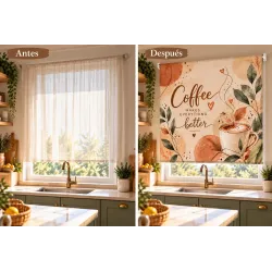 Estor Cocina Café Estampado a Medida | Estores Iroa