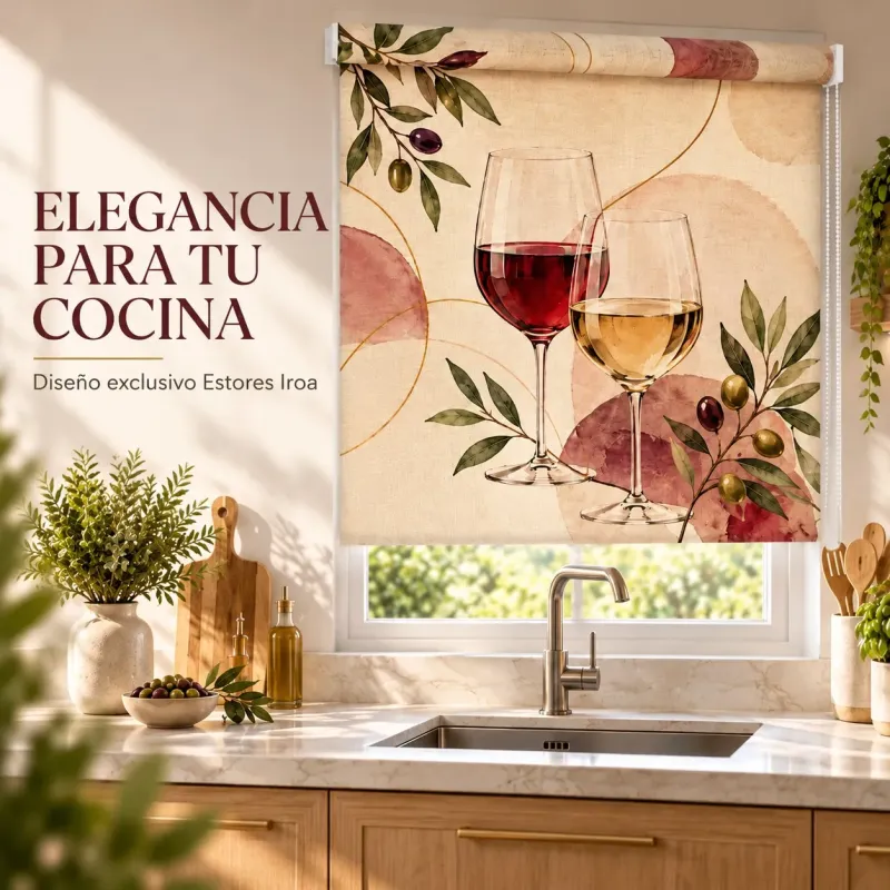 Estor Enrollable Cocina Vino Mediterráneo | Estores Iroa