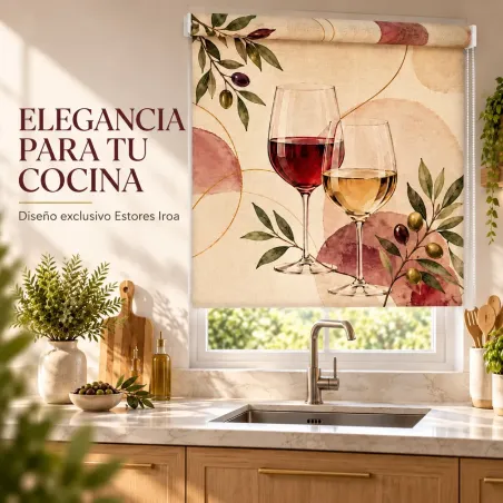 Estor Enrollable Cocina Vino Mediterráneo | Estores Iroa
