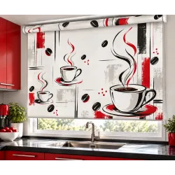 Estor Cocina Tazas de Café Rojo a Medida | Estores Iroa
