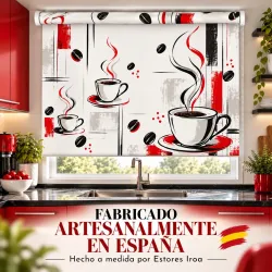Estor Cocina Tazas de Café Rojo a Medida | Estores Iroa