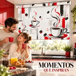 Estor Cocina Tazas de Café Rojo a Medida | Estores Iroa