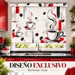 Estor Cocina Tazas de Café Rojo a Medida | Estores Iroa