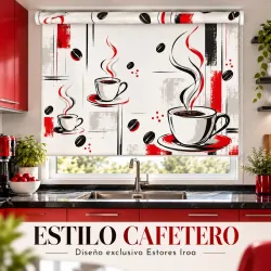Estor Cocina Tazas de Café Rojo a Medida | Estores Iroa