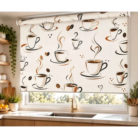 Estor Cocina Tazas de Café Marrón a Medida | Estores Iroa