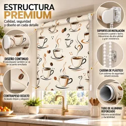 Estor Cocina Tazas de Café Marrón a Medida | Estores Iroa