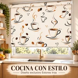 Estor Cocina Tazas de Café Marrón a Medida | Estores Iroa
