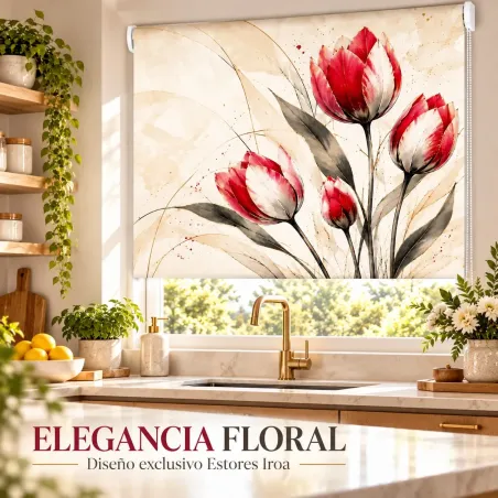 Estor Cocina Tulipanes Rojos a Medida | Estores Iroa