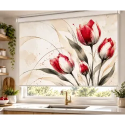 Estor Cocina Tulipanes Rojos a Medida | Estores Iroa