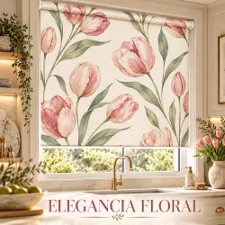 Estor Cocina Tulipanes Rosas a Medida | Estores Iroa
