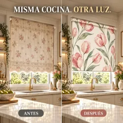 Estor Cocina Tulipanes Rosas a Medida | Estores Iroa