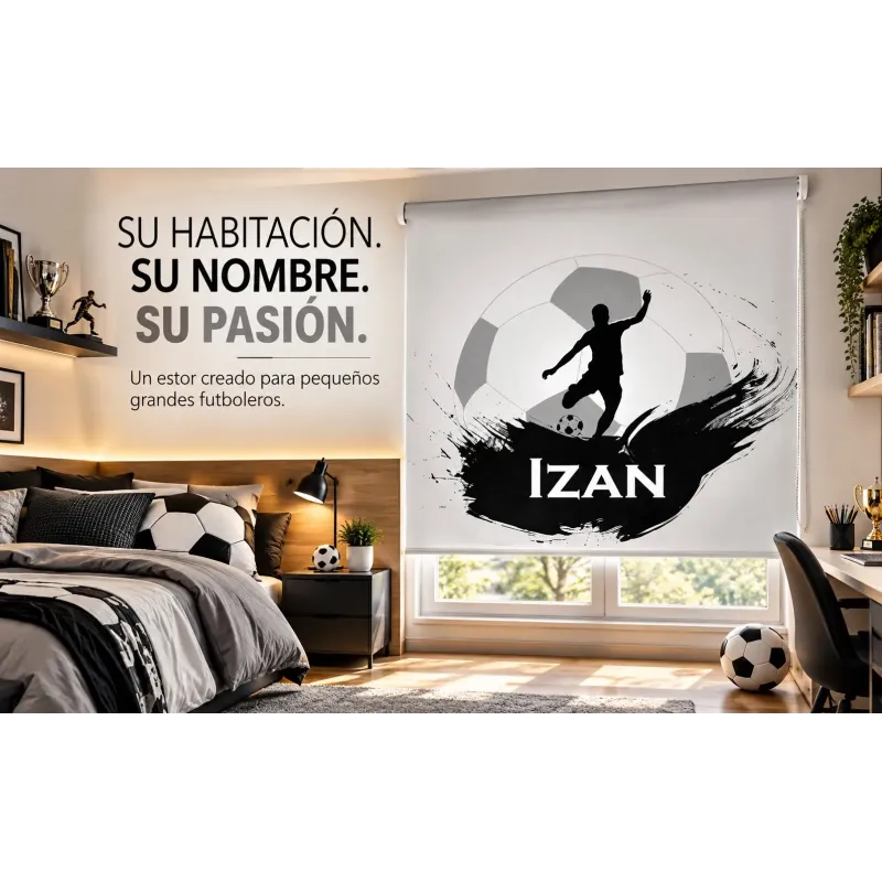 Estor Fútbol Personalizado con Nombre a Medida | Estores Iroa