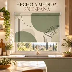 Estor Cocina Verde Salvia Geométrico a Medida | Estores Iroa