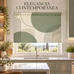Estor Cocina Verde Salvia Geométrico a Medida | Estores Iroa
