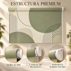 Estor Cocina Verde Salvia Geométrico a Medida | Estores Iroa