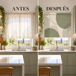 Estor Cocina Verde Salvia Geométrico a Medida | Estores Iroa