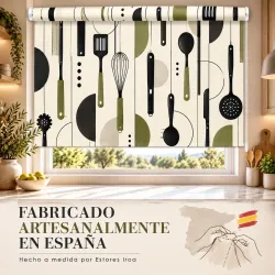 Estor para Cocina Cubiertos Verde Oliva a Medida | Estores Iroa
