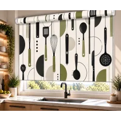 Estor para Cocina Cubiertos Verde Oliva a Medida | Estores Iroa