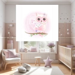 Estor Enrollable Infantil Niña Rosa con Nombre Personalizado - Diseño de Búho Bebé