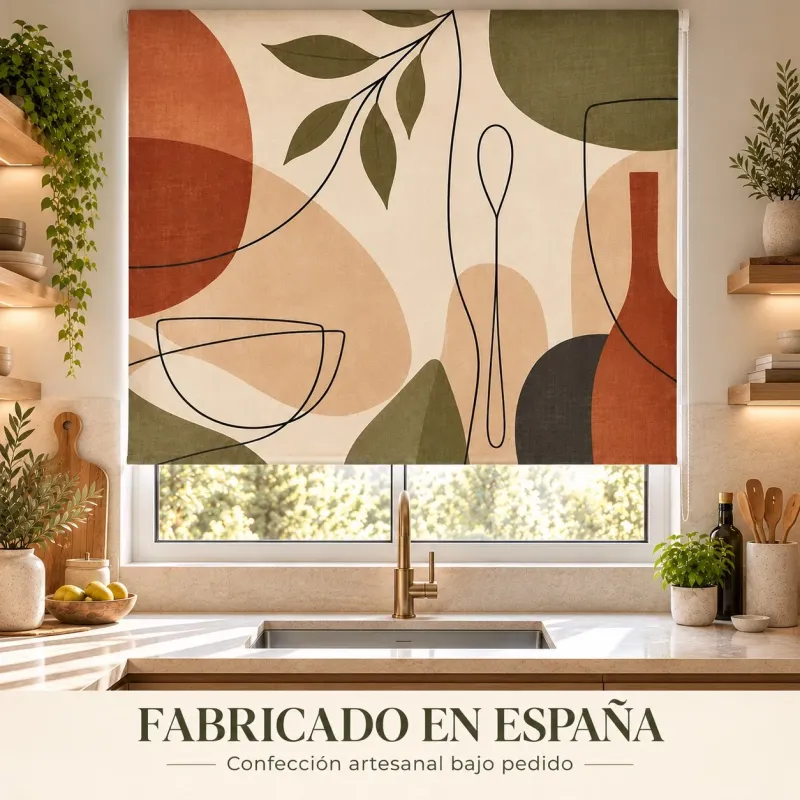 Estor Cocina Moderno a Medida | Cubiertos Geometric Nordic 27 | Estores Iroa
