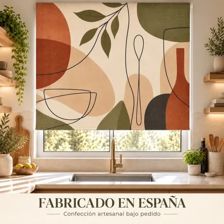 Estor Cocina Moderno a Medida | Cubiertos Geometric Nordic 27 | Estores Iroa