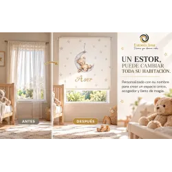 Estor Enrollable Infantil Personalizado Osito Luna | Estores Iroa