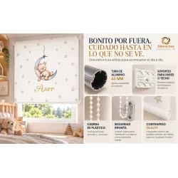 Estor Enrollable Infantil Personalizado Osito Luna | Estores Iroa
