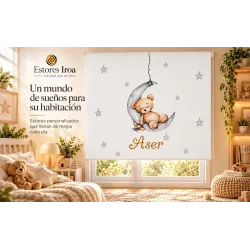Estor Enrollable Infantil Personalizado Osito Luna | Estores Iroa