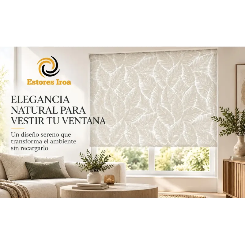 Estor Enrollable Hojas Beige a Medida | Estores Iroa