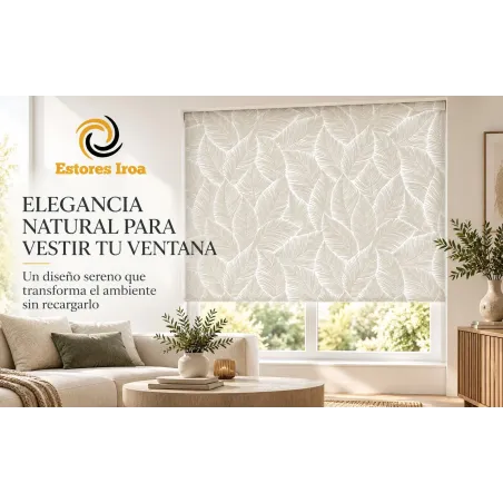 Estor Enrollable Hojas Beige a Medida | Estores Iroa