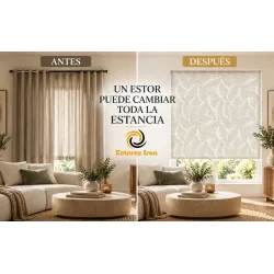 Estor Enrollable Hojas Beige a Medida | Estores Iroa