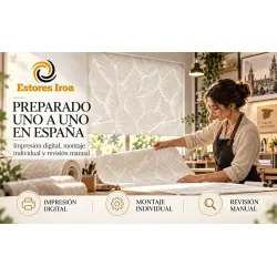 Estor Enrollable Hojas Beige a Medida | Estores Iroa