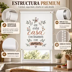 Estor Cocina con Frase Cocinamos con Amor a Medida | Estores Iroa