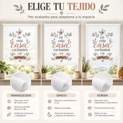 Estor Cocina con Frase Cocinamos con Amor a Medida | Estores Iroa