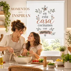Estor Cocina con Frase Cocinamos con Amor a Medida | Estores Iroa