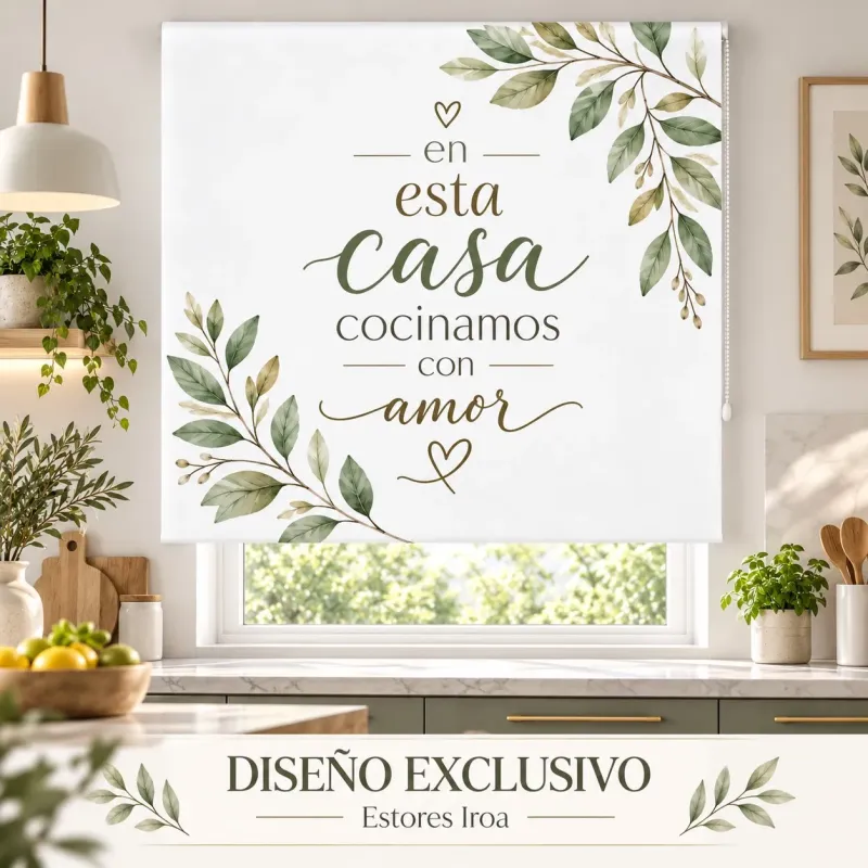 Estor Cocina con Frase Botánica 02-26 a Medida | Estores Iroa