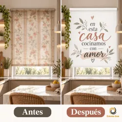 Estor Cocina con Frase y Hojas 05-26 a Medida | Estores Iroa